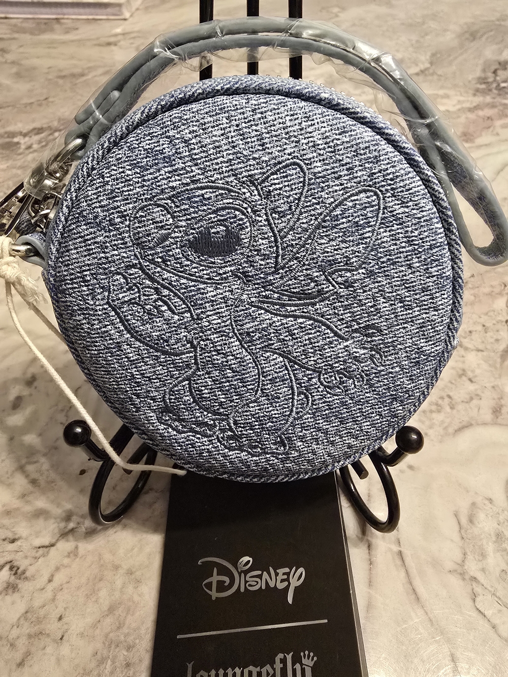 Disney x Loungefly Blue Embroidered Stitch Round Wristlet